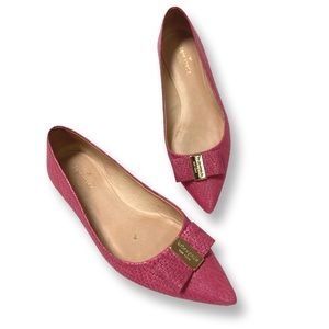 Cute Kate Spade Pink Weave Bow Gold Detail for Casual or Dressy Looks!